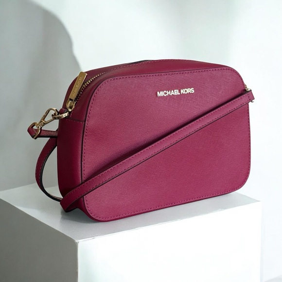 Authentic Michael Kors Magenta Crossbody Bag with Gold Hardware - Picture 3 of 13